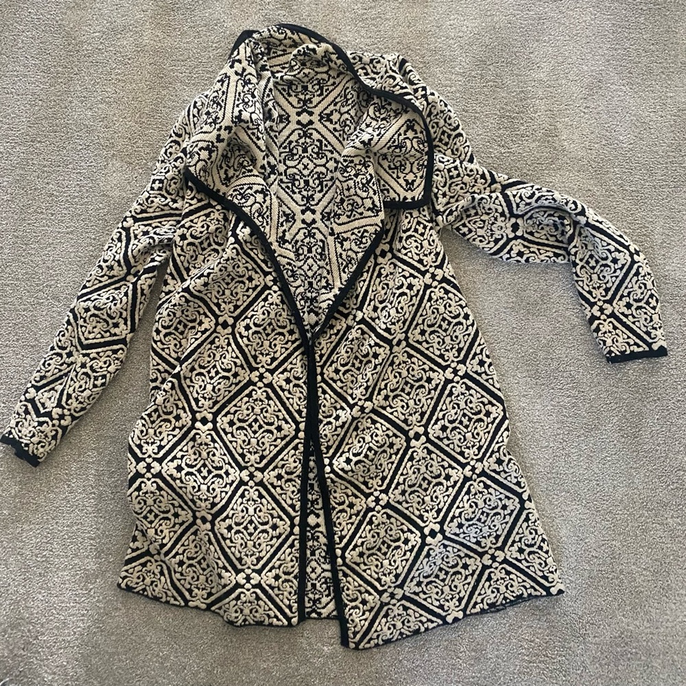 Luii Black/tan and gold threads duster cardigan - XL